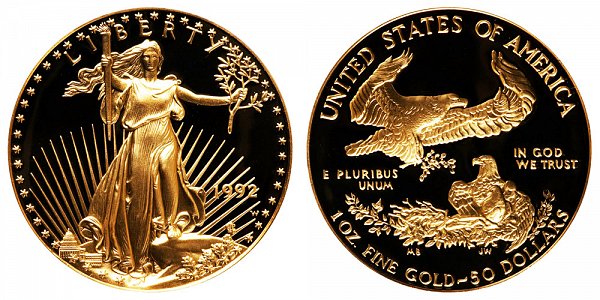 1992 W Proof One Ounce American Gold Eagle - 1 oz Gold $50 