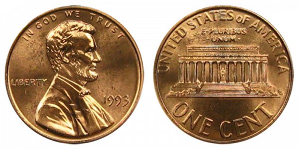 1993 Lincoln Memorial Cent Penny 