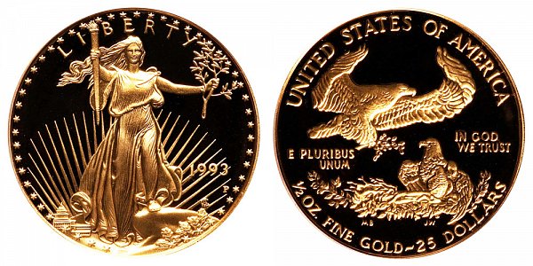 1993 P Proof Half Ounce American Gold Eagle - 1/2 oz Gold $25 