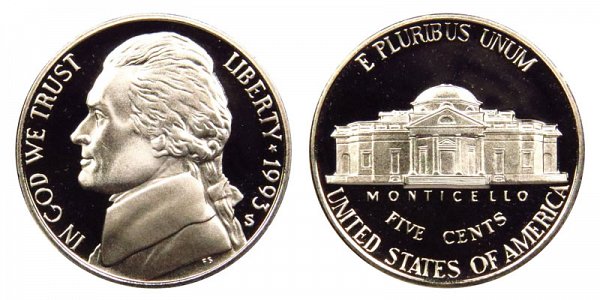 1993 S Jefferson Nickel Proof 