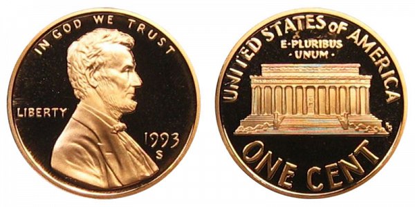 1993 S Lincoln Memorial Cent Penny Proof 