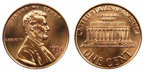 1994 D Lincoln Memorial Cent Penny 