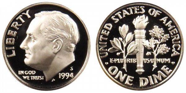 1994 S Roosevelt Dime Proof 