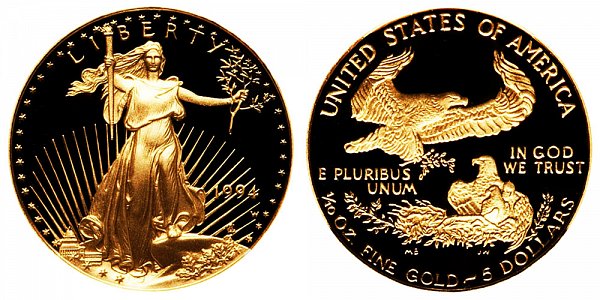 1994 W Proof Tenth Ounce American Gold Eagle - 1/10 oz Gold $5