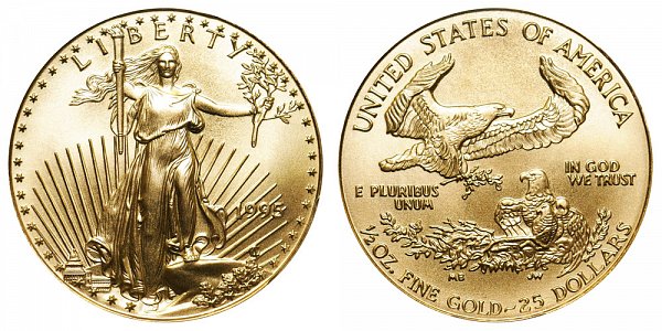 1995 Half Ounce American Gold Eagle - 1/2 oz Gold $25 