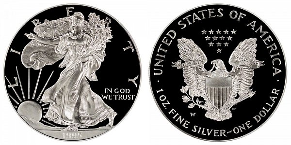1995 W Proof American Silver Eagle - 10th Anniversary Edition