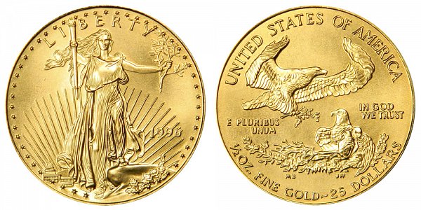 1996 Half Ounce American Gold Eagle - 1/2 oz Gold $25 