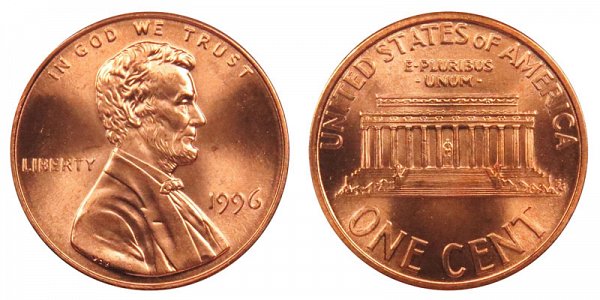 1996 Lincoln Memorial Cent Penny 