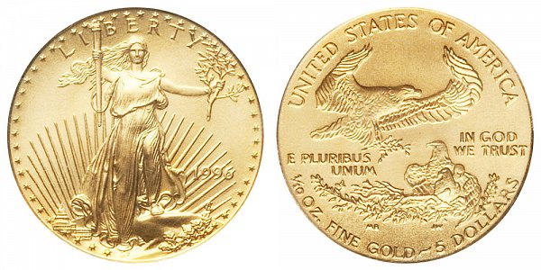 1996 Tenth Ounce American Gold Eagle - 1/10 oz Gold $5 