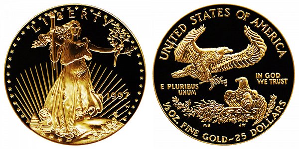 1997 W Proof Half Ounce American Gold Eagle - 1/2 oz Gold $25 