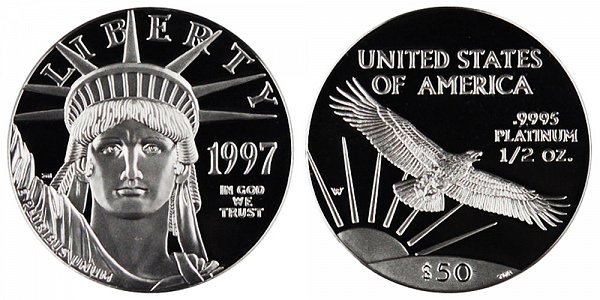 1997 W Proof Half Ounce American Platinum Eagle - 1/2 oz Platinum $50 