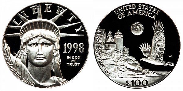 1998 W Proof One Ounce American Platinum Eagle - 1 oz Platinum $100 