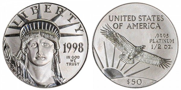 1998 Half Ounce American Platinum Eagle - 1/2 oz Platinum $50 