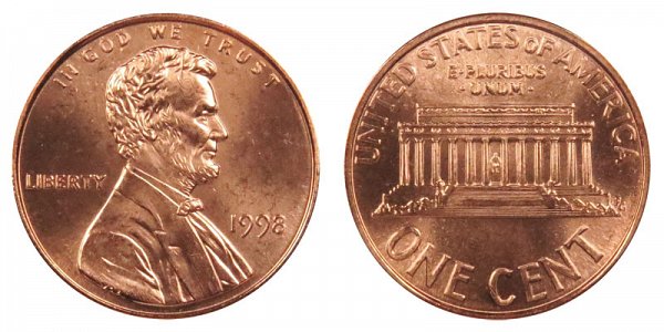 1998 Lincoln Memorial Cent Penny 