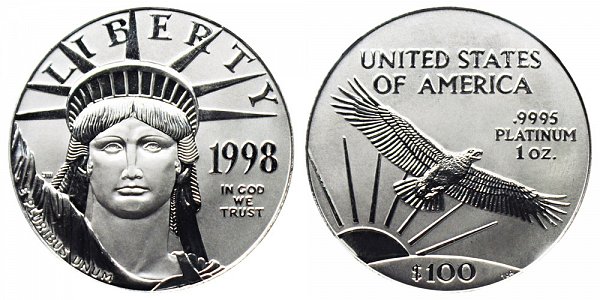 1998 One Ounce American Platinum Eagle - 1 oz Platinum $100 