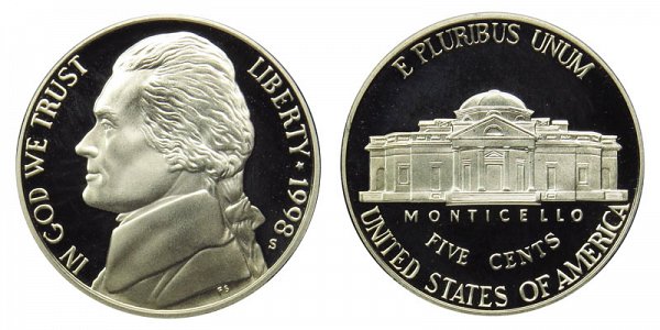 1998 S Jefferson Nickel Proof