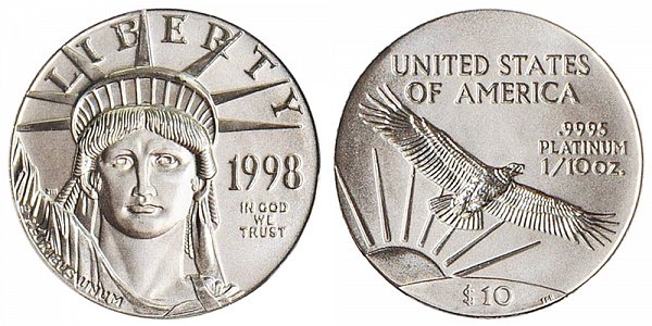 1998 Tenth Ounce American Platinum Eagle - 1/10 oz Platinum $10 