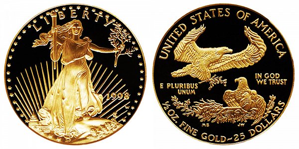 1998 W Proof Half Ounce American Gold Eagle - 1/2 oz Gold $25 