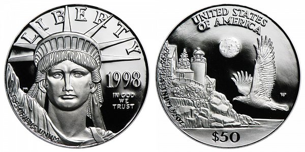 1998 W Proof Half Ounce American Platinum Eagle - 1/2 oz Platinum $50 