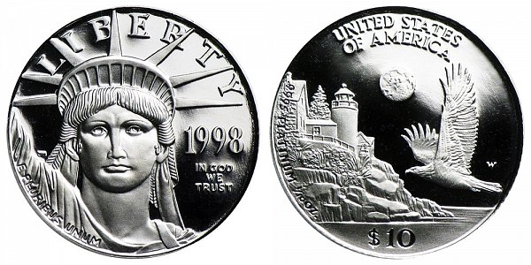 1998 W Proof Tenth Ounce American Platinum Eagle - 1/10 oz Platinum $10 