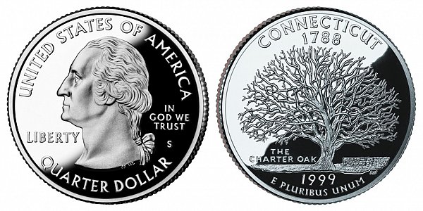 1999 S Proof Connecticut State Quarter