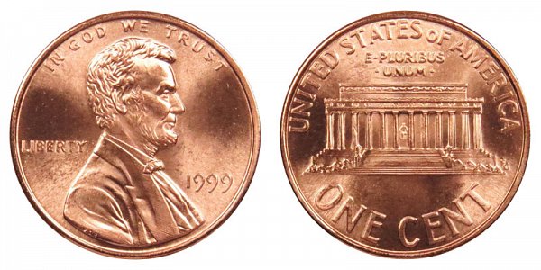 1999 Lincoln Memorial Cent Penny 