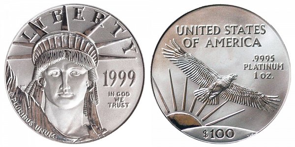 1999 One Ounce American Platinum Eagle - 1 oz Platinum $100 