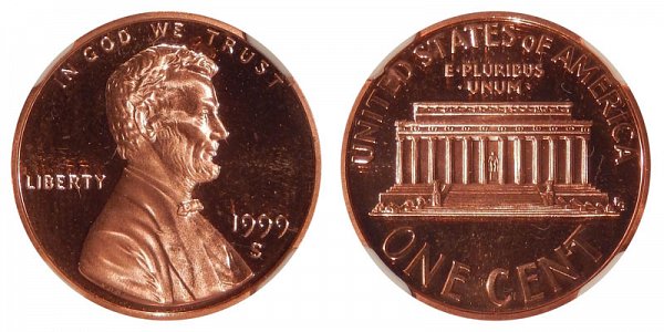 1999 S Close AM Lincoln Memorial Cent Penny Proof 