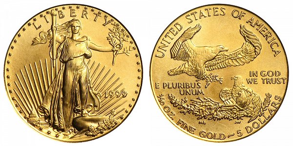 1999 Tenth Ounce American Gold Eagle - 1/10 oz Gold $5 