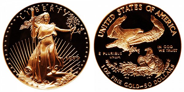 1999 W Proof One Ounce American Gold Eagle - 1 oz Gold $50 