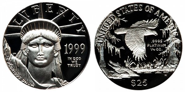 1999 W Proof Quarter Ounce American Platinum Eagle - 1/4 oz Platinum $25 