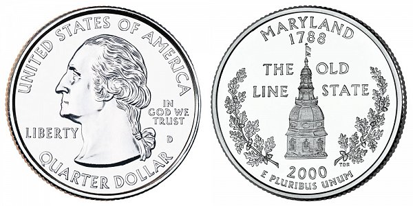 2000 D Maryland State Quarter 