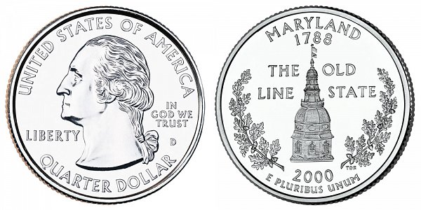 2000 D Maryland State Quarter