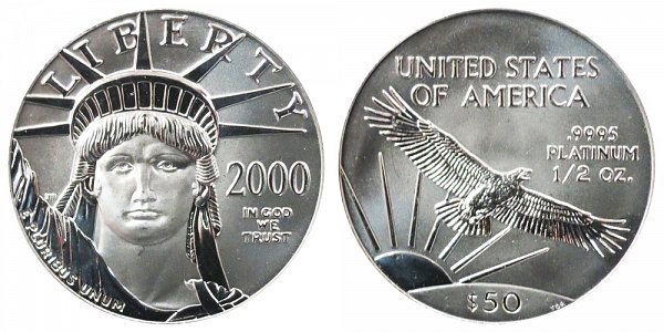 2000 Half Ounce American Platinum Eagle - 1/2 oz Platinum $50 