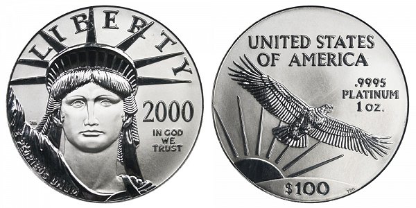 2000 One Ounce American Platinum Eagle - 1 oz Platinum $100 