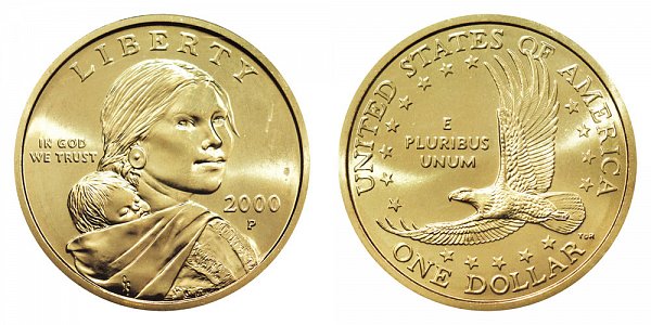 2000 P Cheerios Sacagawea Dollar - Boldly Detailed Tail Feathers 
