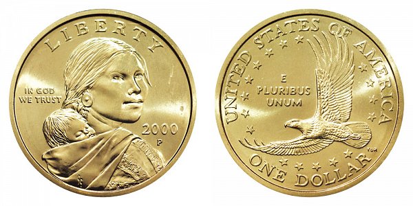 2000 P Cheerios Sacagawea Dollar - Boldly Detailed Tail Feathers