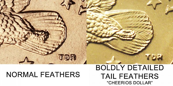 2000 P Normal vs Cheerios Sacagawea Dollar - Difference and Comparison