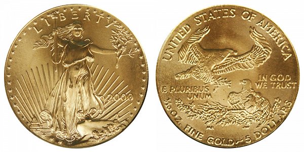 2000 Tenth Ounce American Gold Eagle - 1/10 oz Gold $5 