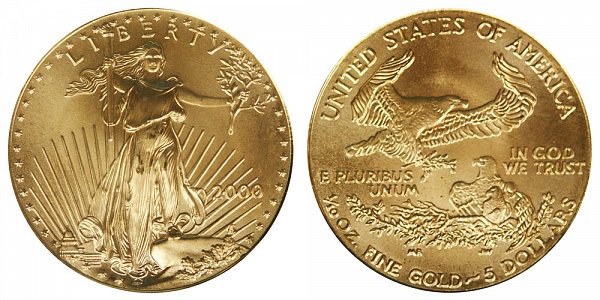 2000 Tenth Ounce American Gold Eagle - 1/10 oz Gold $5