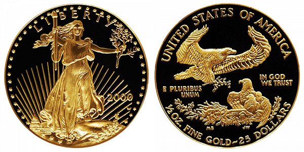 2000 W Proof Half Ounce American Gold Eagle - 1/2 oz Gold $25 