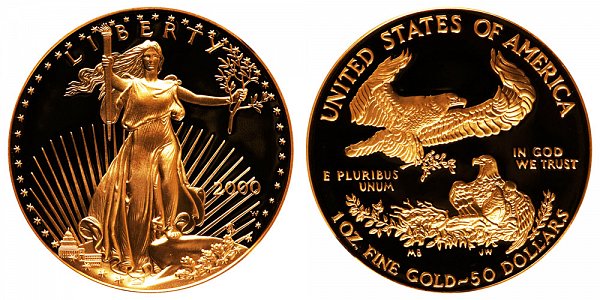 2000 W Proof One Ounce American Gold Eagle - 1 oz Gold $50 