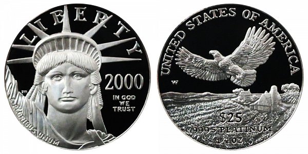 2000 W Proof Quarter Ounce American Platinum Eagle - 1/4 oz Platinum $25 