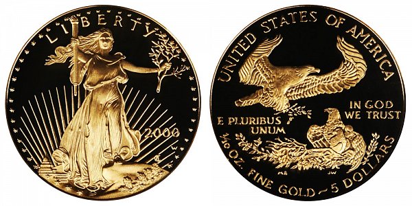 2000 W Proof Tenth Ounce American Gold Eagle - 1/10 oz Gold $5 