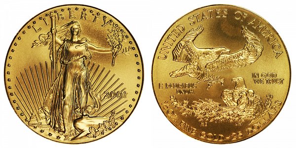 2001 Half Ounce American Gold Eagle - 1/2 oz Gold $25 