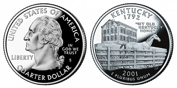 2001 S Silver Proof Kentucky State Quarter 