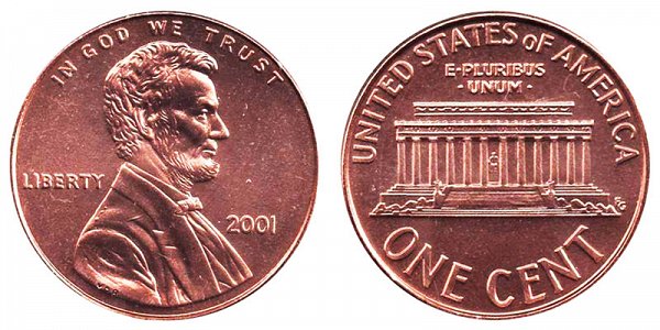 2001 Lincoln Memorial Cent Penny