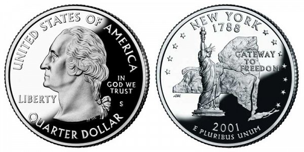 2001 S Proof New York State Quarter