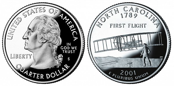 2001 S Proof North Carolina State Quarter 