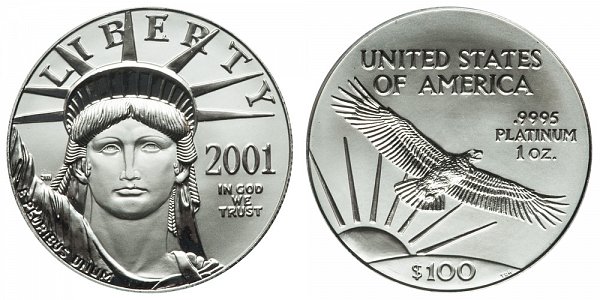 2001 One Ounce American Platinum Eagle - 1 oz Platinum $100 